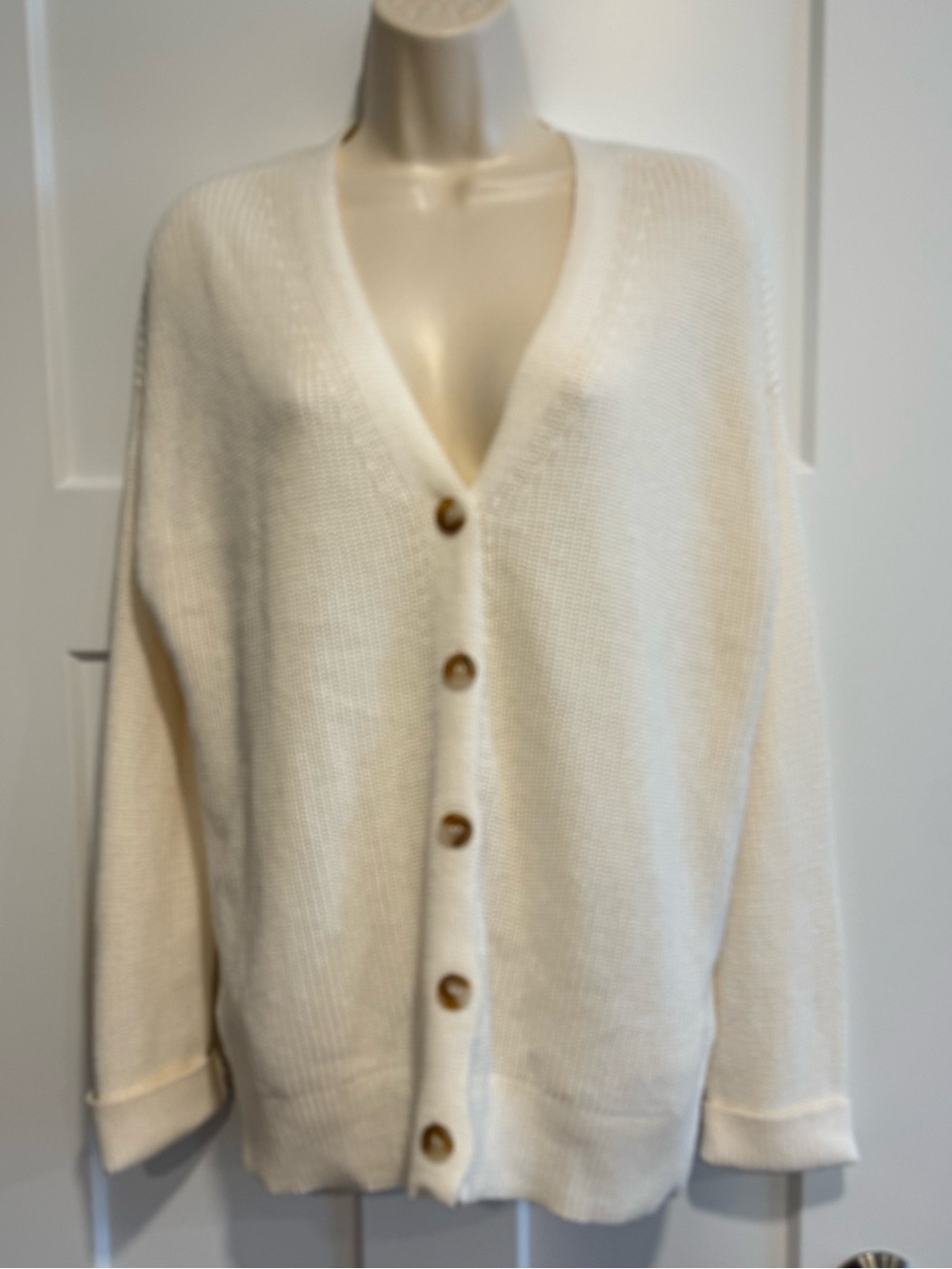 Hudson Los Angeles 100% Cotton Cream Cardigan Sweater Size S